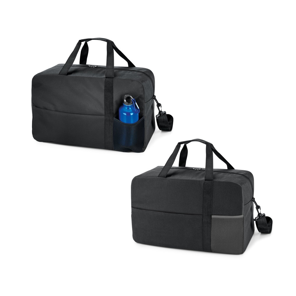Bolsa esportiva em 600D com fundo de placa semi-rígida (29 litros) personalizada com a logo da empresa