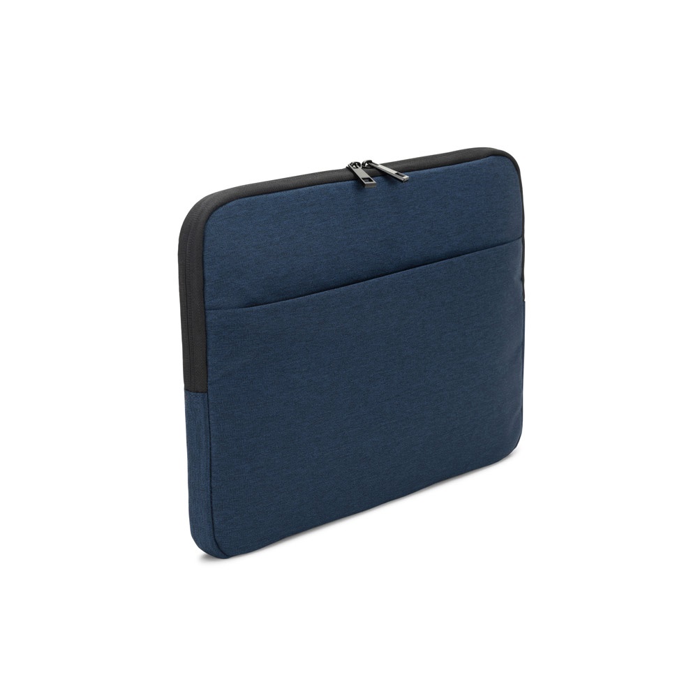 Pasta para notebook 14" em poliéster reciclado 600D personalizada com a logo da empresa, na cor azul