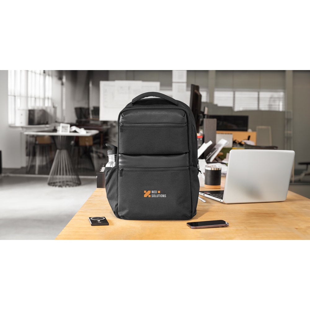 Mochila em twill reciclado resistente à água com dois bolsos frontais de grande dimensão (17,3"), foto 2