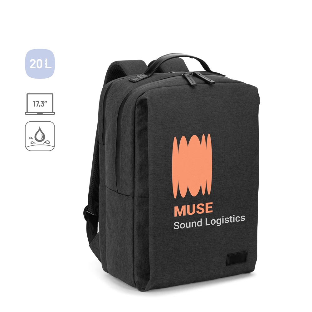 Mochila para notebook (17,3") em poliéster reciclado de alta densidade 600D (20 litros) personalizada com a logo da empresa