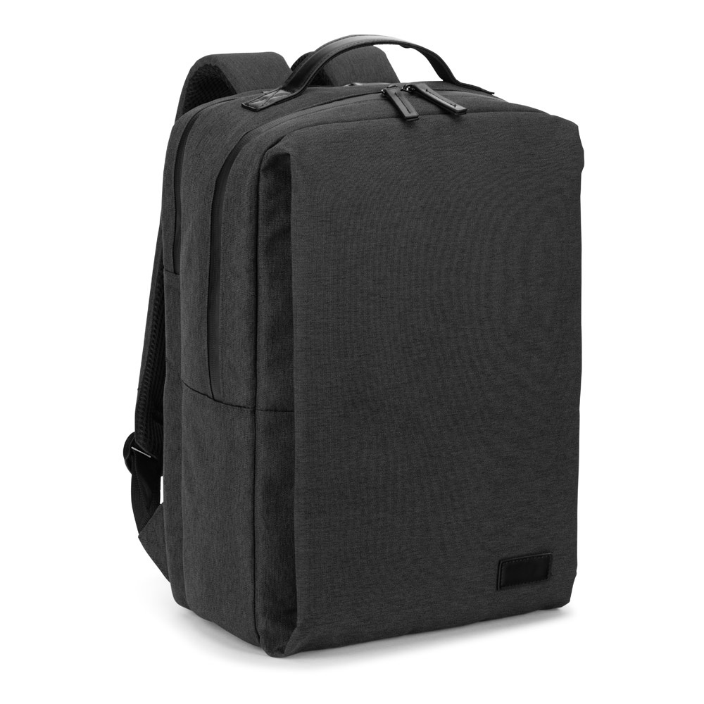 Mochila para notebook (17,3") em poliéster reciclado de alta densidade 600D (20 litros) na cor Cinza escuro, personalizada com a logo da empresa