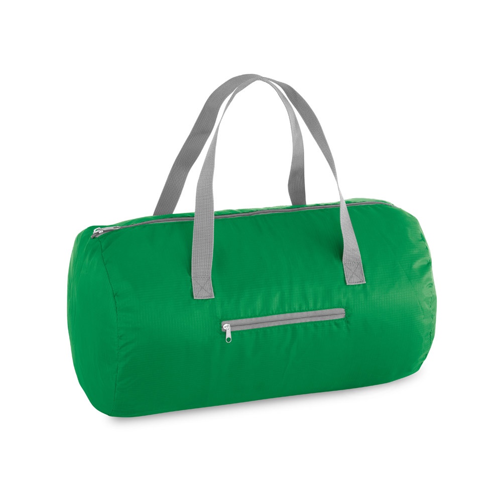 Sacola esportiva, dobrável, em 210D ripstop (17 litros) personalizada com a logo da empresa, na cor verde