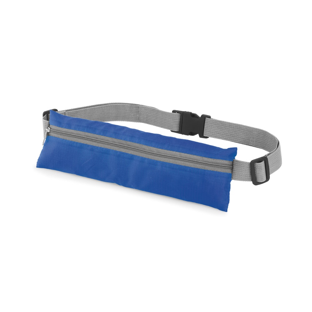 Pochete em 210D ripstop com saída para fone de ouvido personalizada com a logo da empresa, na cor azul royal