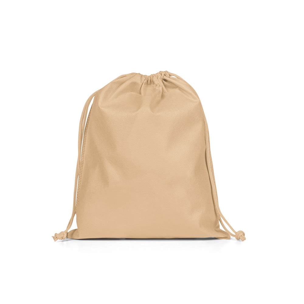 Sacola média em non-woven (60 g/m²) termo-selada personalizada com a logo da empresa, na cor marron claro