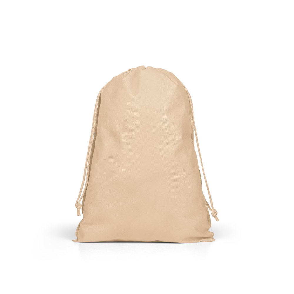 Sacola grande em non-woven (60 g/m²) termo-selada personalizada com a logo da empresa, na cor marron claro