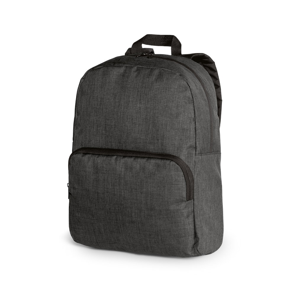 Mochila para notebook 14" em 600D de alta densidade com divisórias na cor Cinza escuro, personalizada com a logo da empresa