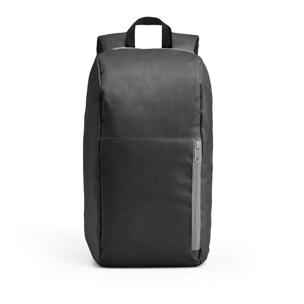 Mochila em 600D (10 litros) na cor Preto, personalizada com a logo da empresa