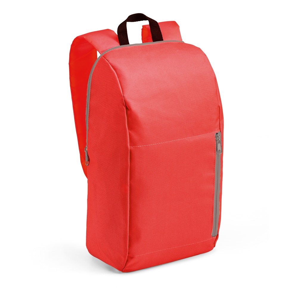 Mochila em 600D (10 litros) personalizada com a logo da empresa, na cor vermelho