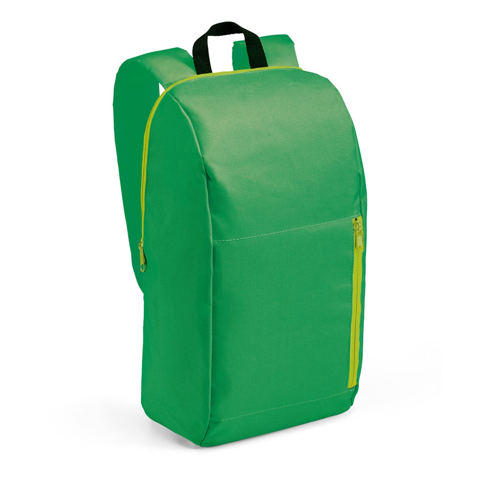 Mochila em 600D (10 litros) personalizada com a logo da empresa, na cor verde