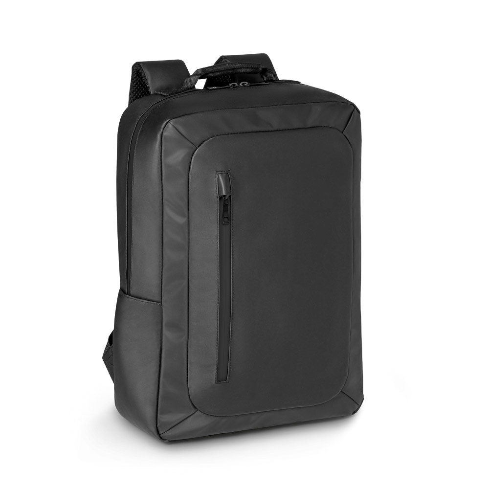 Mochila para notebook 15,6" 10 litros em 600D resistente à água na cor Preto, personalizada com a logo da empresa
