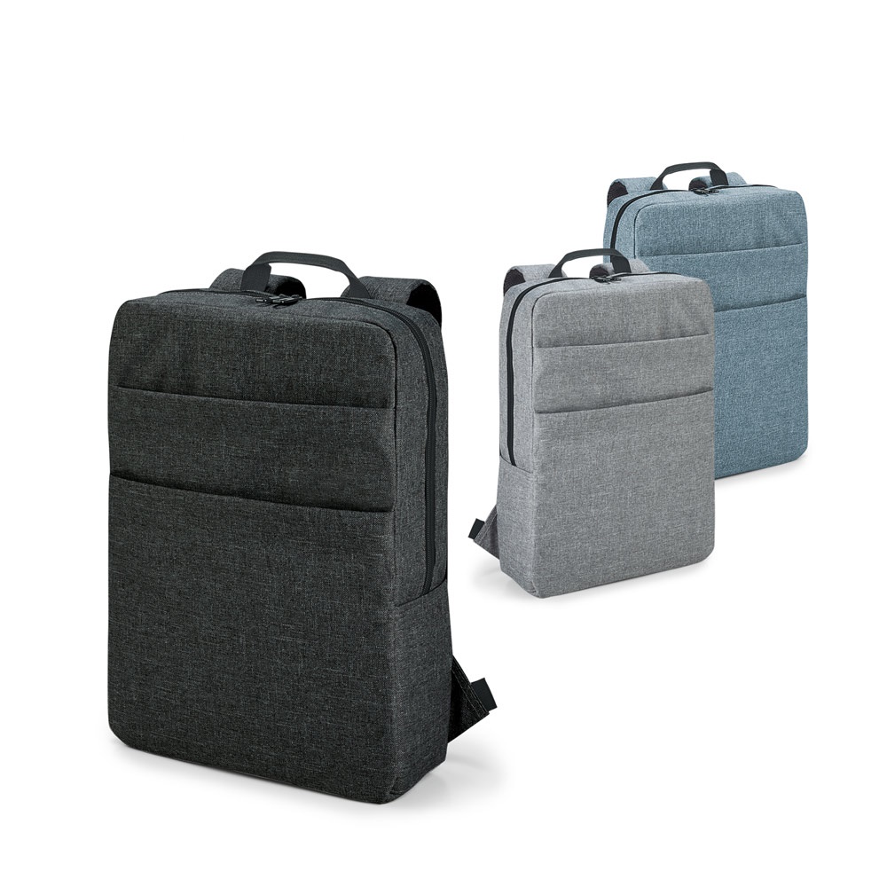 Mochila para notebook 15,6" 10 litros em 600D com 2 bolsos frontais personalizada com a logo da empresa