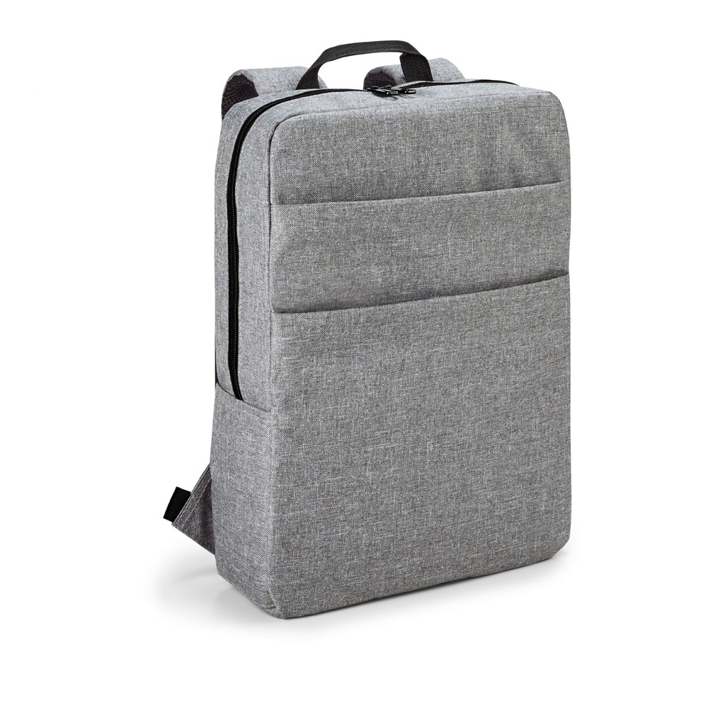 Mochila para notebook 15,6" 10 litros em 600D com 2 bolsos frontais na cor Cinza claro, personalizada com a logo da empresa