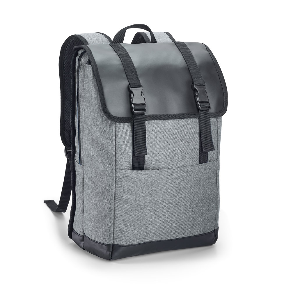 Mochila para notebook 17" 16 litros em 600D e tarpaulin na cor Cinza claro, personalizada com a logo da empresa