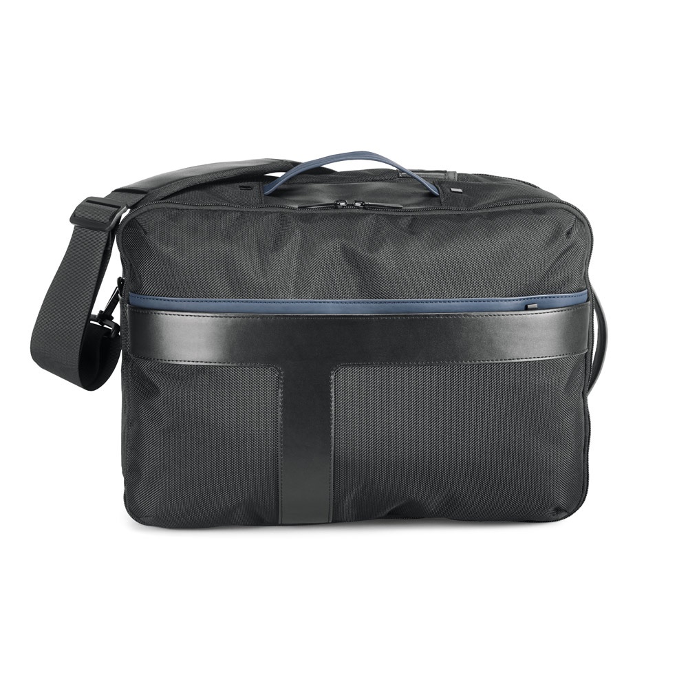 Mochila 2 in 1 portátil (15,6") em couro sintético 1680D (26 litros) na cor Azul, personalizada com a logo da empresa