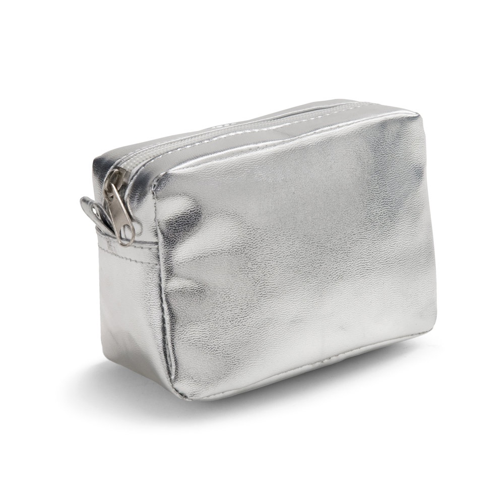 Bolsa multiusos em PVC na cor Cromado satinado, personalizada com a logo da empresa
