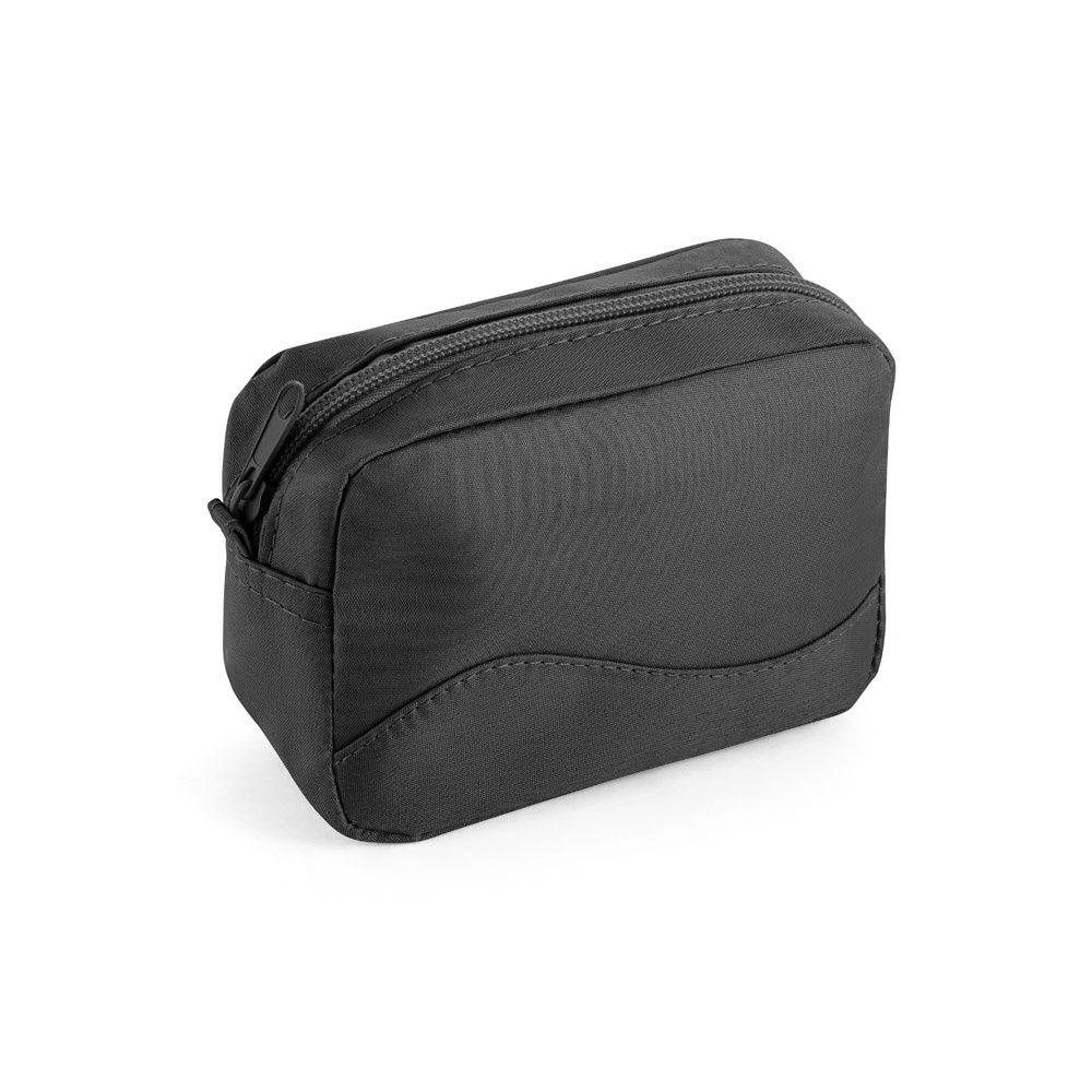 Bolsa multiusos pessoal em microfibra na cor Preto, personalizada com a logo da empresa