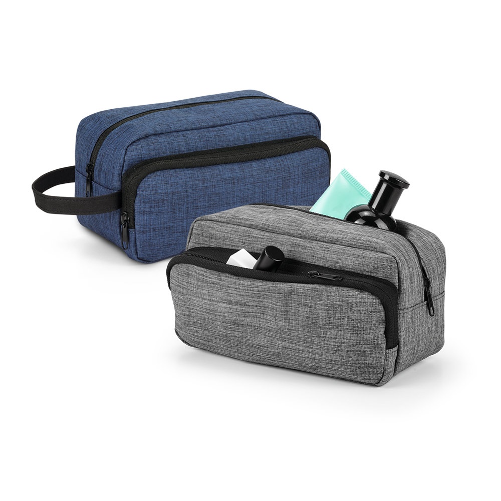 Bolsa de cosméticos pessoal em 300D com bolso frontal personalizada com a logo da empresa
