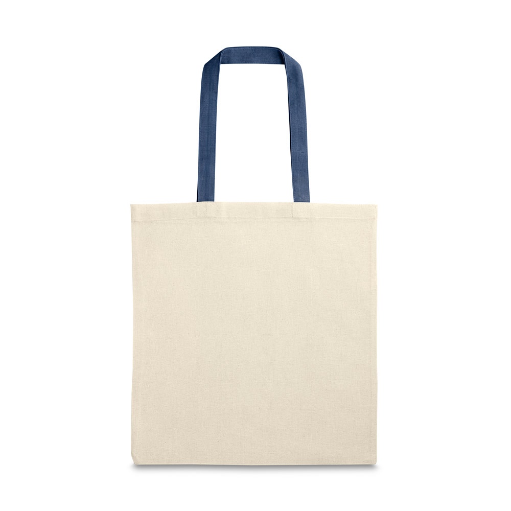 Sacola 100% algodão (140 g/m²) (37,5 x 41,5 cm) na cor Azul, personalizada com a logo da empresa