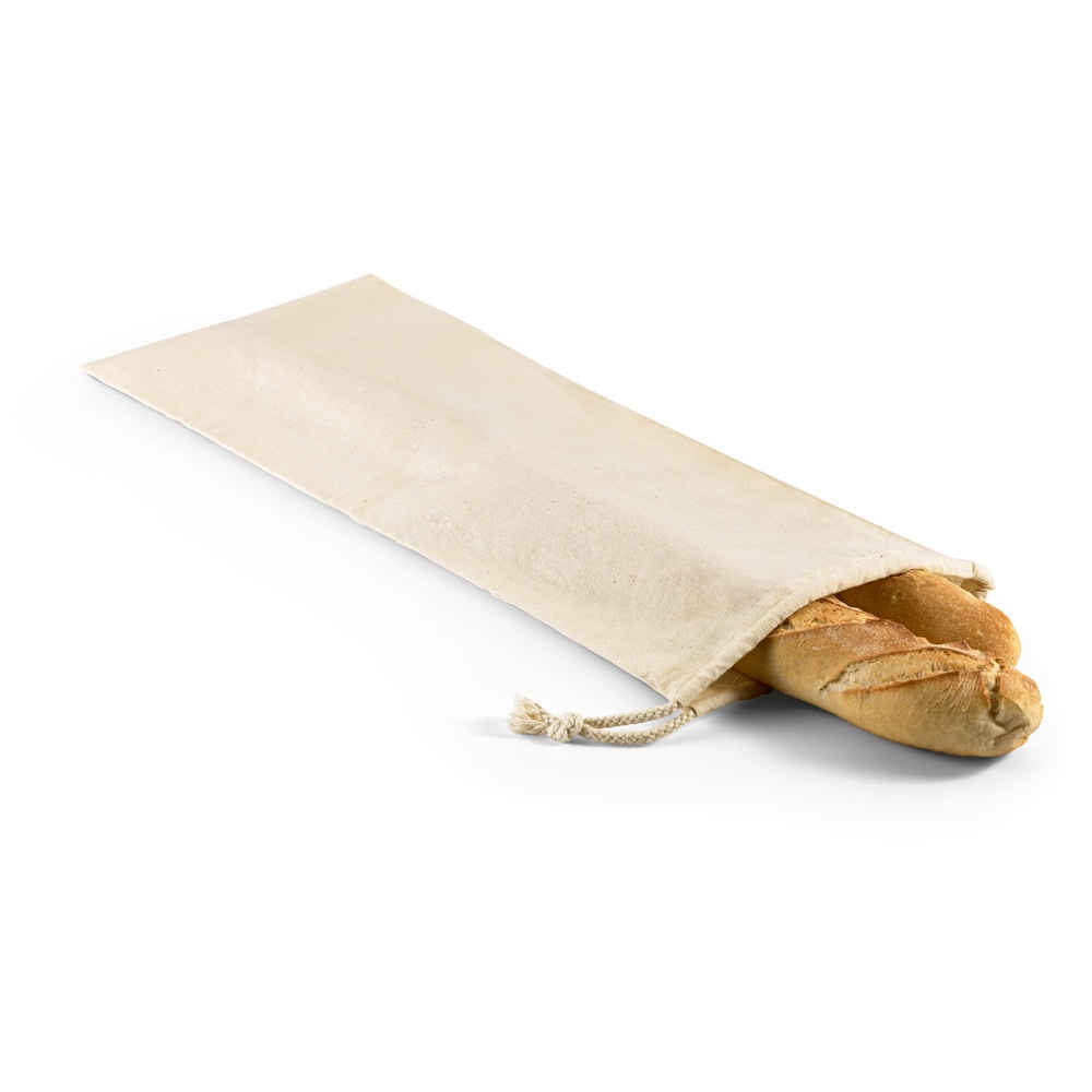 Sacola para pão em algodão (100 g/m²) na cor Natural claro, personalizada com a logo da empresa