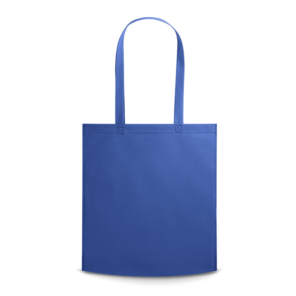 Sacola em non-woven (80 g/m²) termo-selada personalizada com a logo da empresa, na cor azul royal
