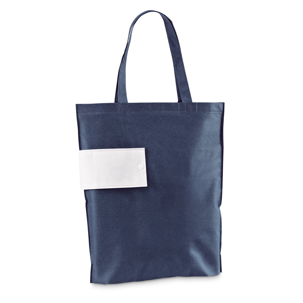 Sacola dobrável em non-woven (80 g/m²) na cor Azul, personalizada com a logo da empresa