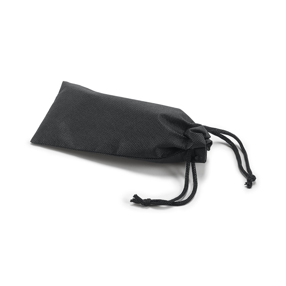 Bolsa para óculos em non-woven (80 g/m²) na cor Preto, personalizada com a logo da empresa