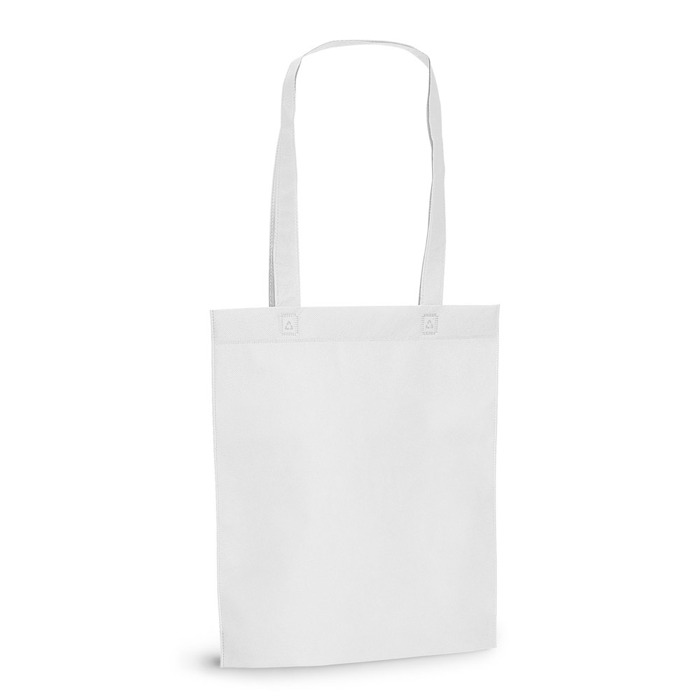 Sacola em non-woven (80 g/m²) (27 x 35 cm) na cor Branco, personalizada com a logo da empresa