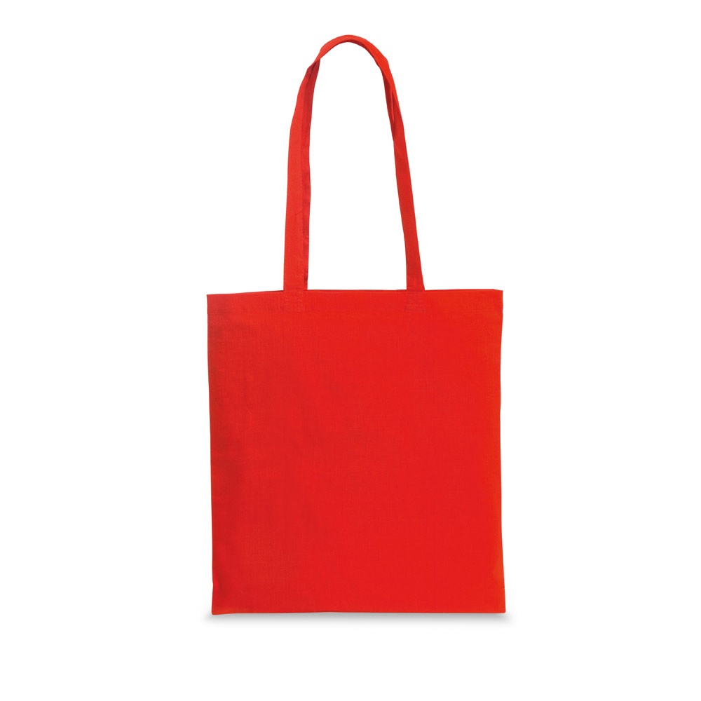 Sacola 100% algodão (100 g/m²) colorida com alças de 75 cm personalizada com a logo da empresa, na cor vermelho
