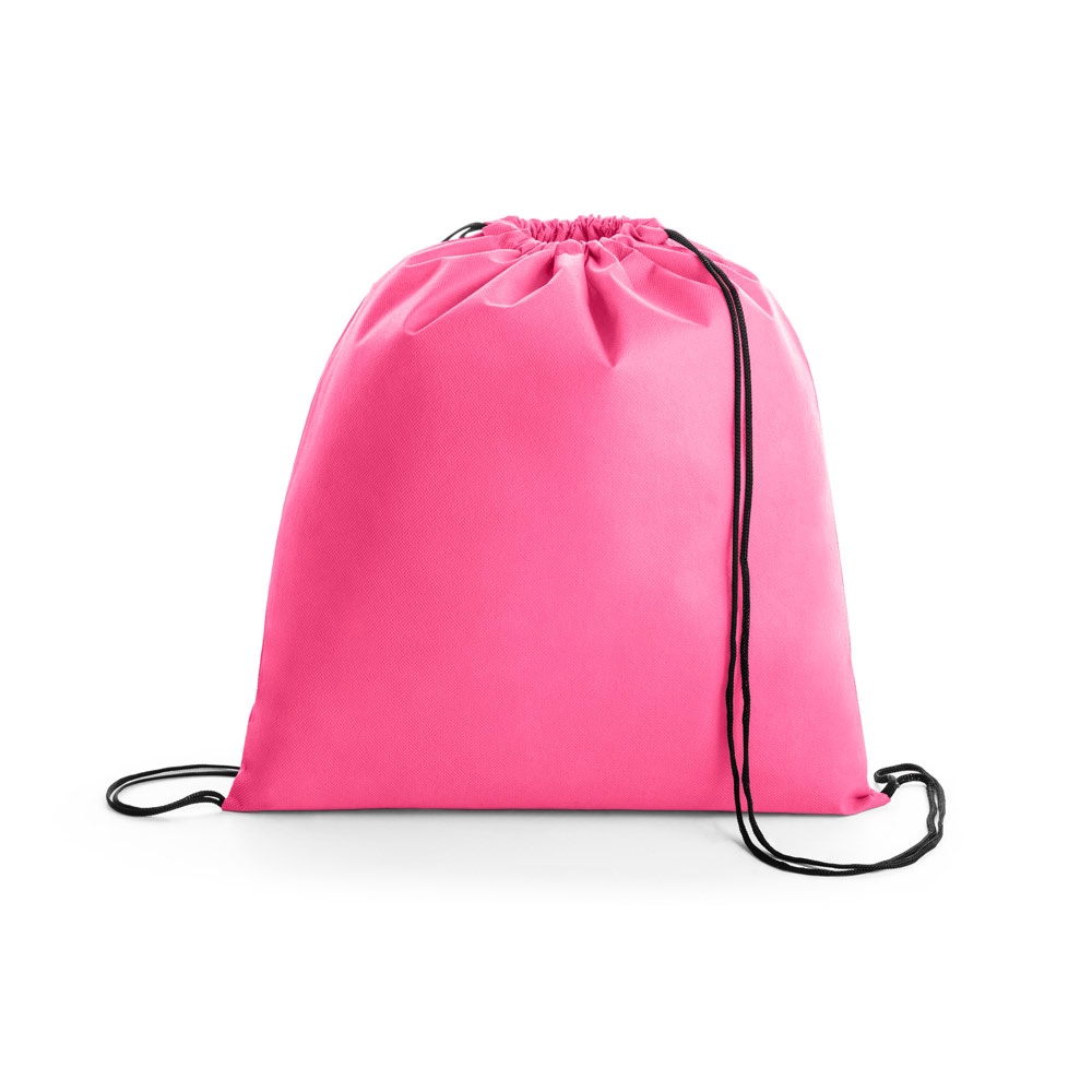 Sacola tipo mochila em non-woven (80 g/m²) (37 x 41 cm) personalizada com a logo da empresa, na cor rosa