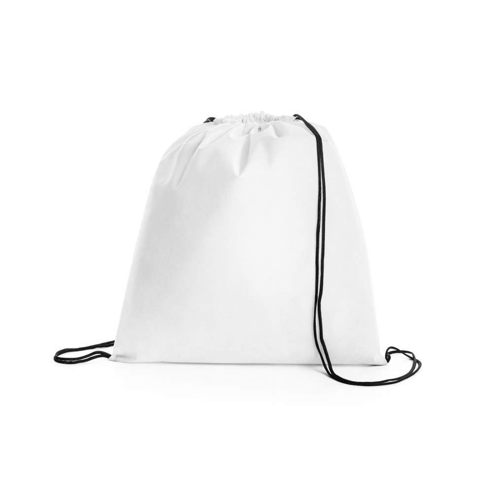 Sacola tipo mochila em non-woven (80 g/m²) (37 x 41 cm) na cor Branco, personalizada com a logo da empresa