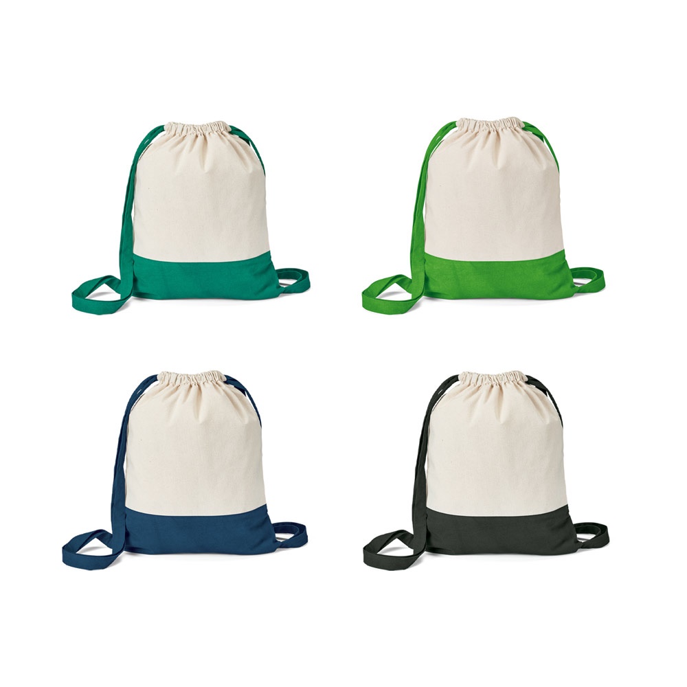 Sacola tipo mochila 100% algodão (180 g/m²) personalizada com a logo da empresa