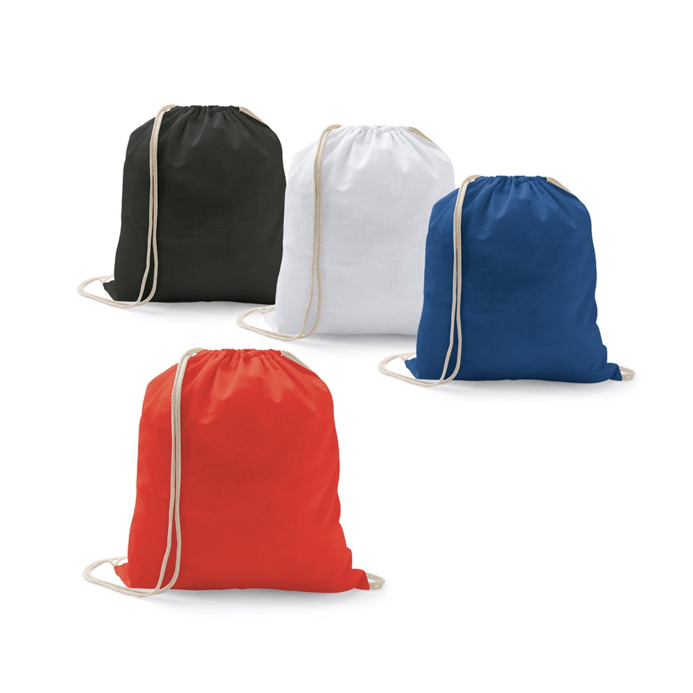 Sacola tipo mochila 100% algodão (100g/m²) personalizada com a logo da empresa
