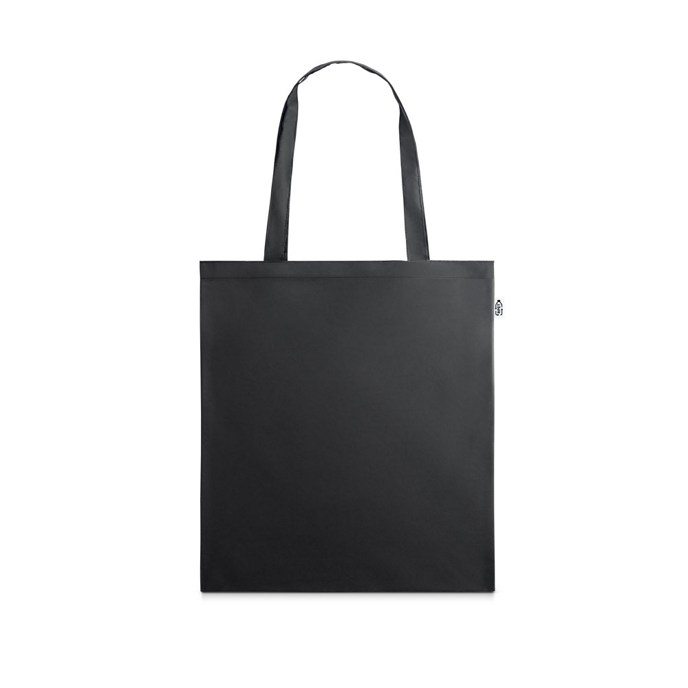 Sacola em poliéster reciclado 190T com alças de 55 cm personalizada com a logo da empresa