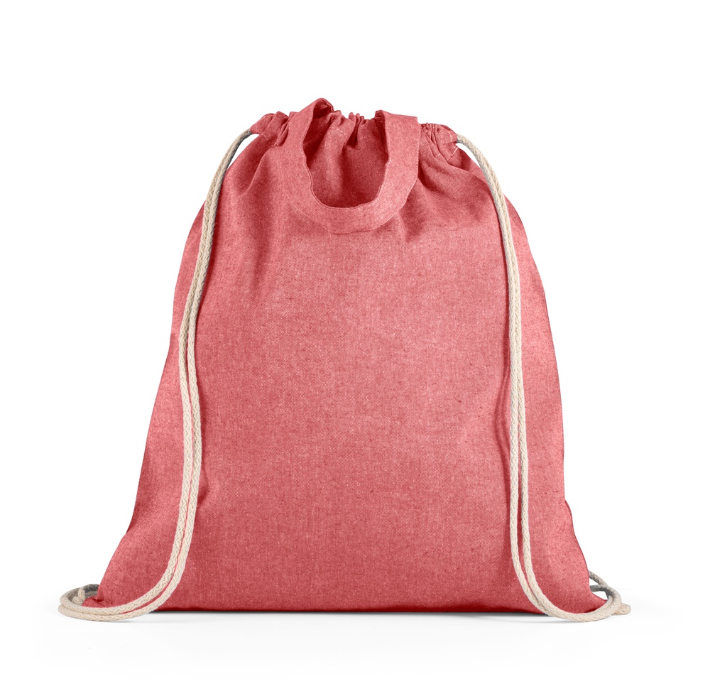 Sacola tipo mochila em algodão reciclado 140 g/m² sem tingimento