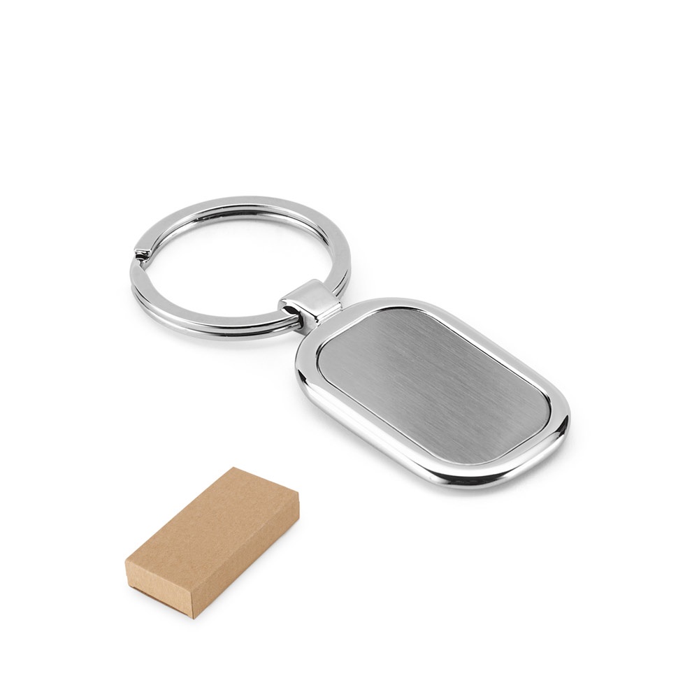 Chaveiro em metal em caixa presente personalizado com a logo da empresa