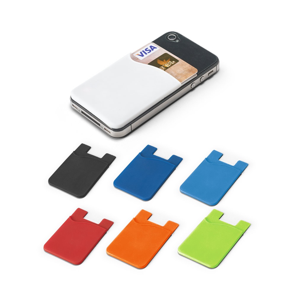 Porta cartões para celular em silicone personalizado com a logo da empresa