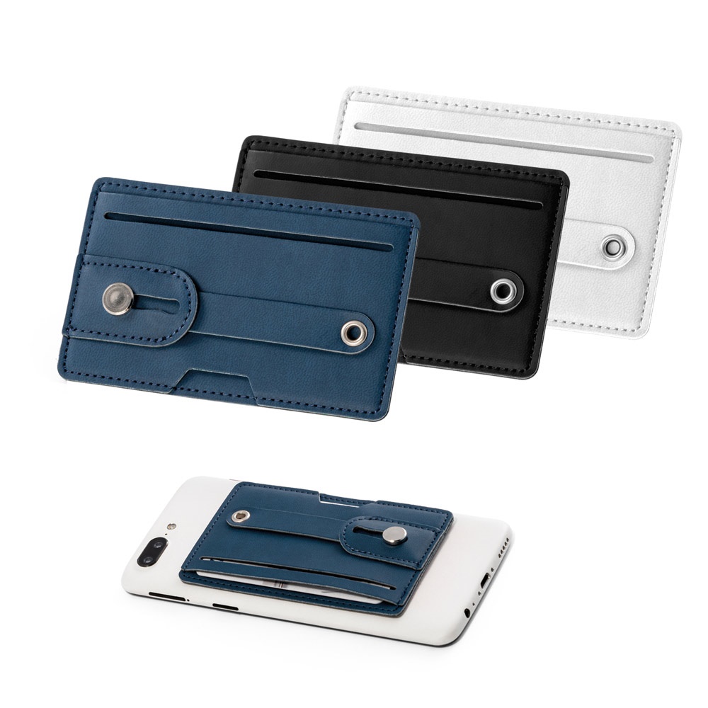 Porta cartões para celular com bloqueio de RFID, em PU personalizado com a logo da empresa