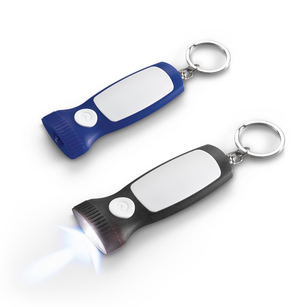 Chaveiro de plástico com luz LED personalizado com a logo da empresa