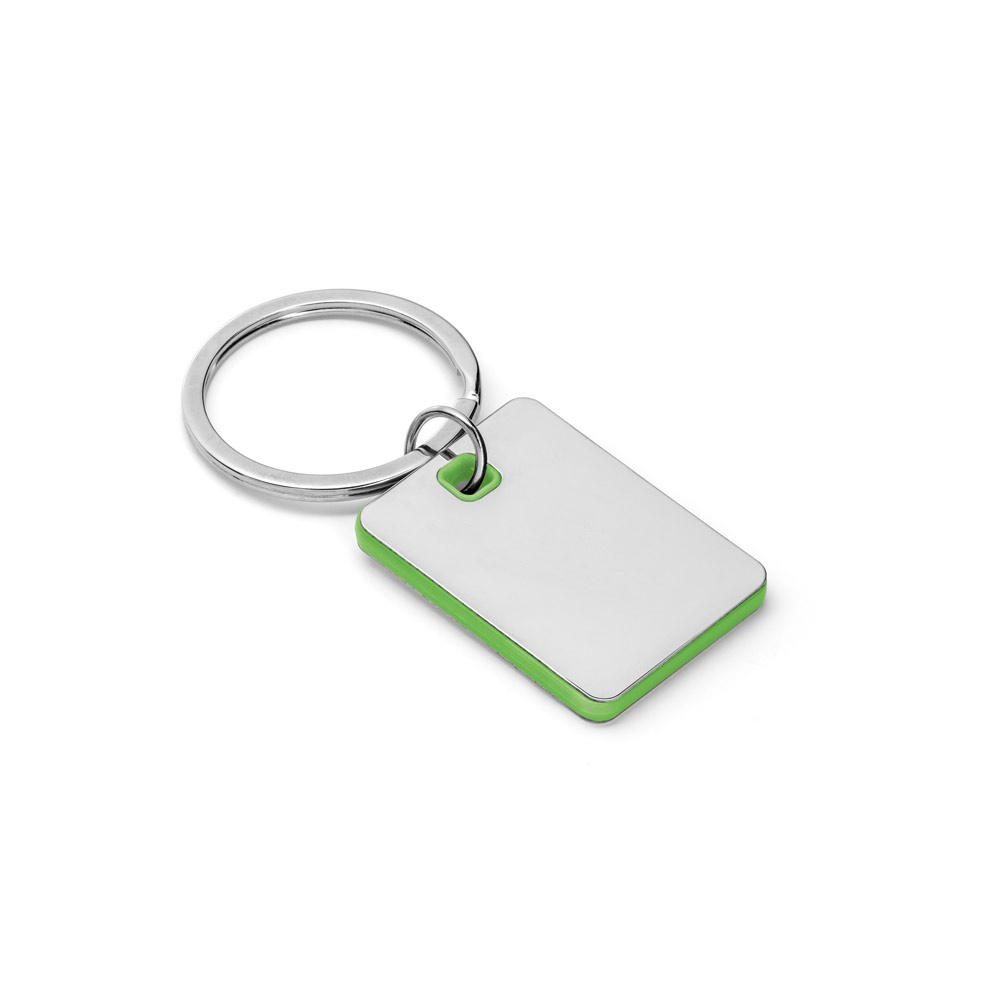 Chaveiro em metal e ABS personalizado com a logo da empresa, na cor verde claro