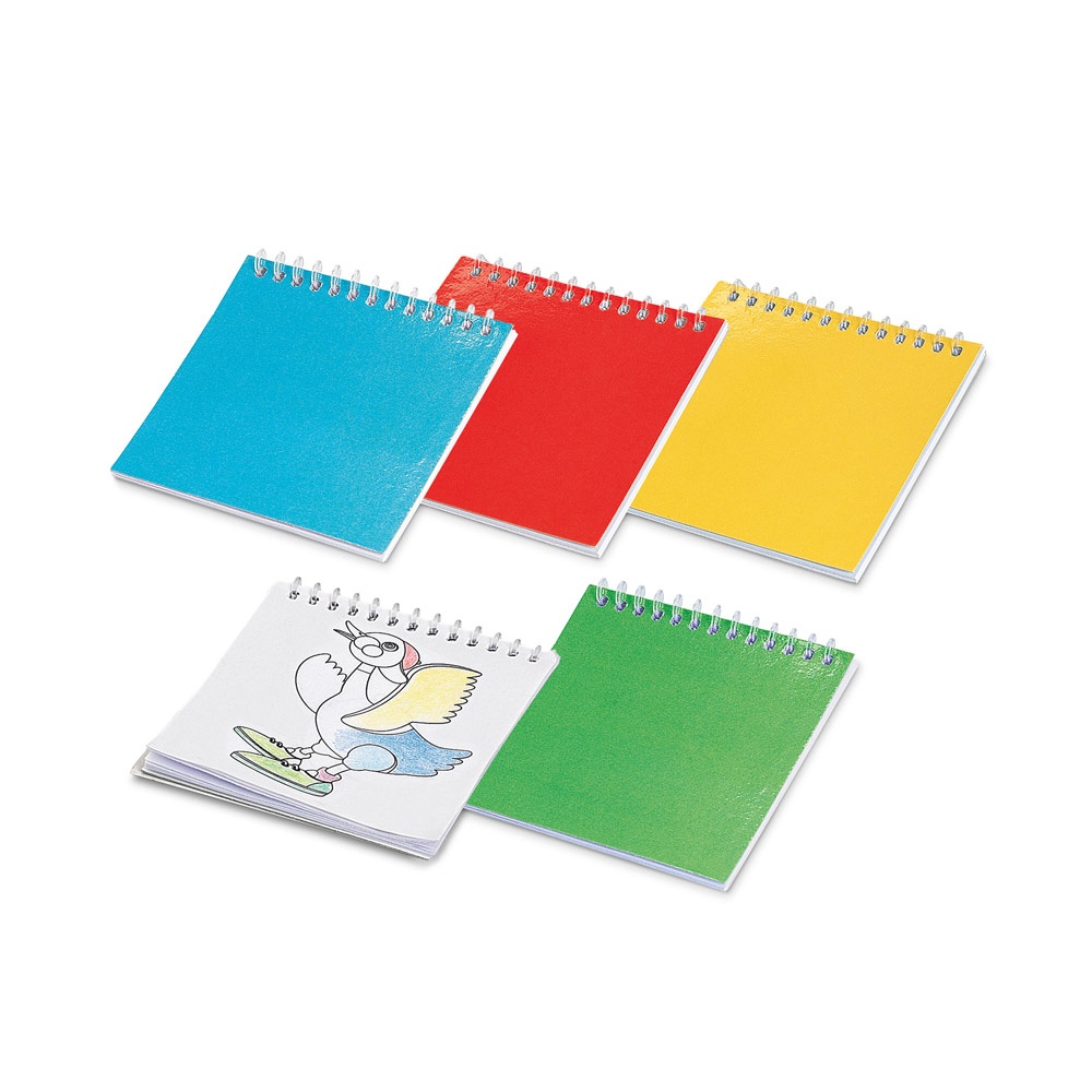 Caderno para colorir com 25 desenhos diferentes personalizado com a logo da empresa