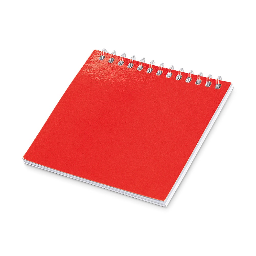 Caderno para colorir com 25 desenhos diferentes na cor Vermelho, personalizado com a logo da empresa