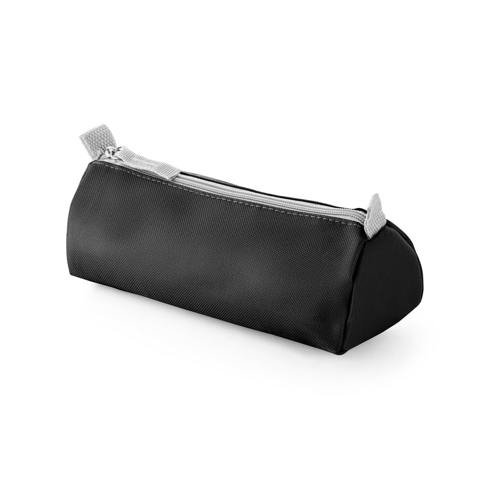 Estojo para lápis em 600D na cor Preto, personalizado com a logo da empresa