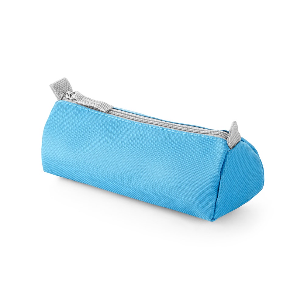 Estojo para lápis em 600D personalizado com a logo da empresa, na cor azul claro