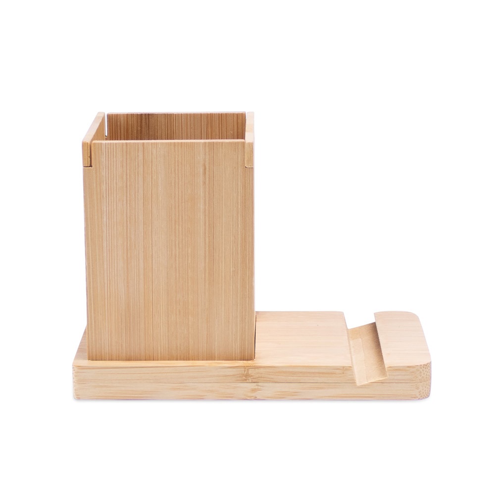 Conjunto de secretária com suporte para celular e copo, em bambu, foto 4