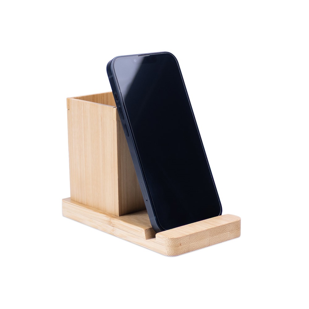 Conjunto de secretária com suporte para celular e copo, em bambu, foto 7