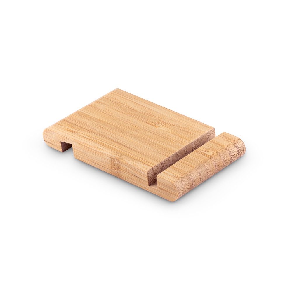 Suporte para celular com duas canaletas de tamanhos diferentes, em bambu, foto 3