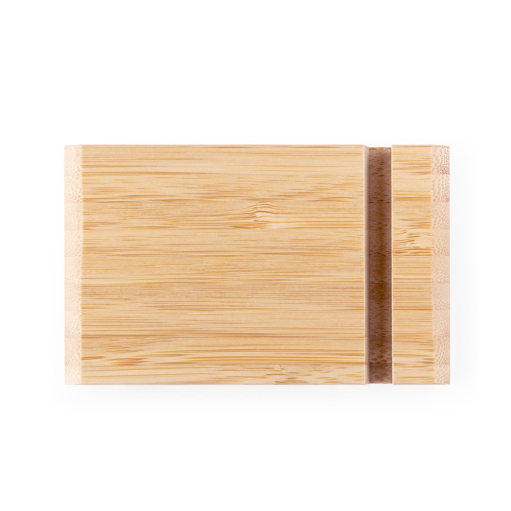 Suporte para celular com duas canaletas de tamanhos diferentes, em bambu, foto 4