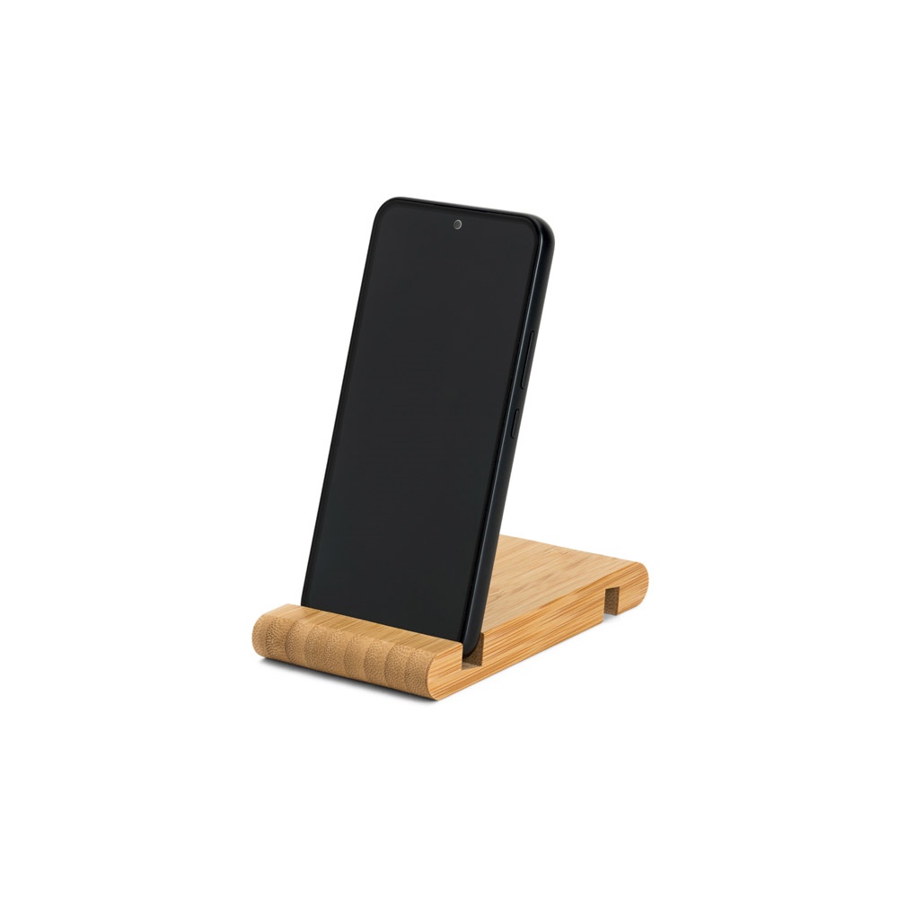 Suporte para celular com duas canaletas de tamanhos diferentes, em bambu, foto 6
