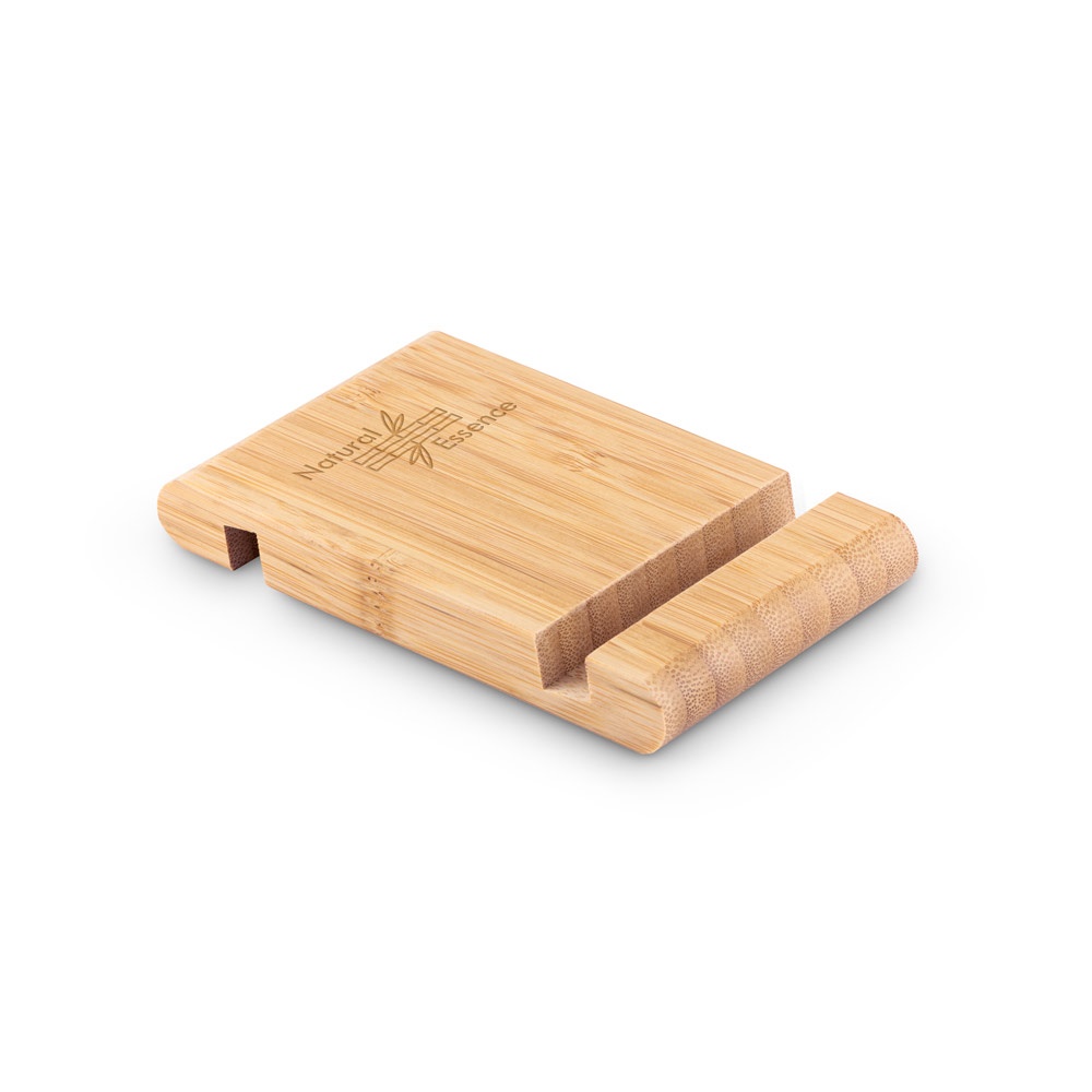 Suporte para celular com duas canaletas de tamanhos diferentes, em bambu, foto 8