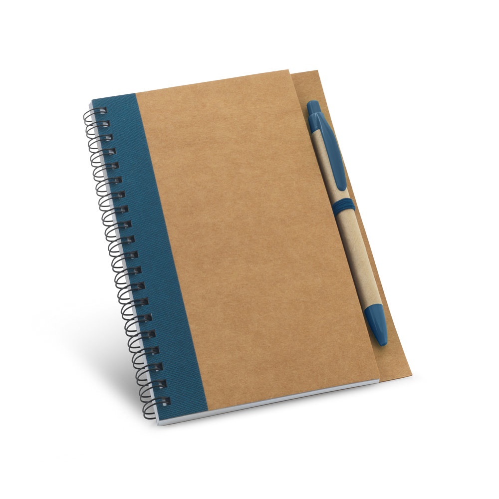 Caderno B6 espiral de capa dura em cartão com caneta